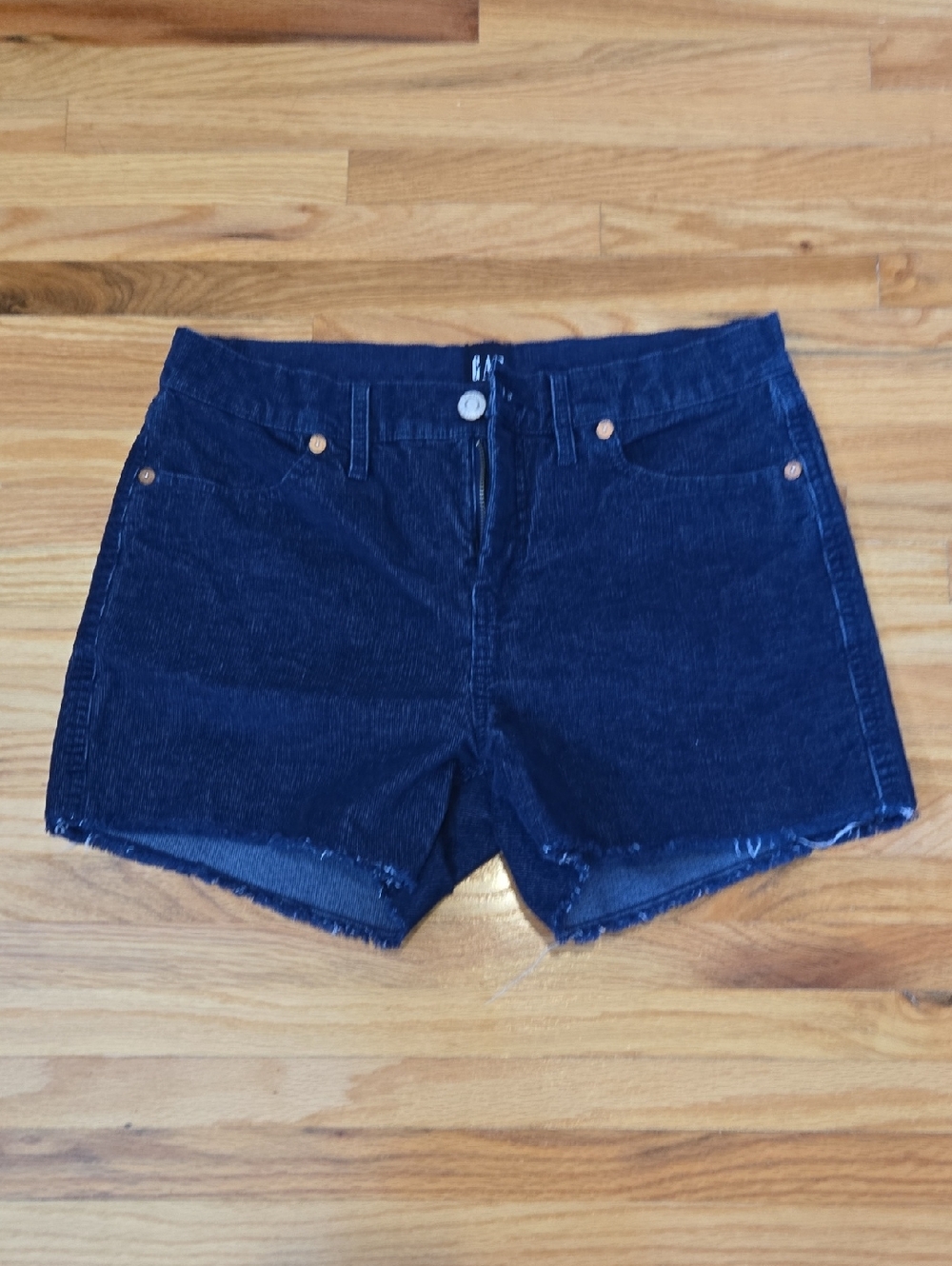 GAP Navy Corduroy High-Rise Raw Hem  Cutoff Shorts